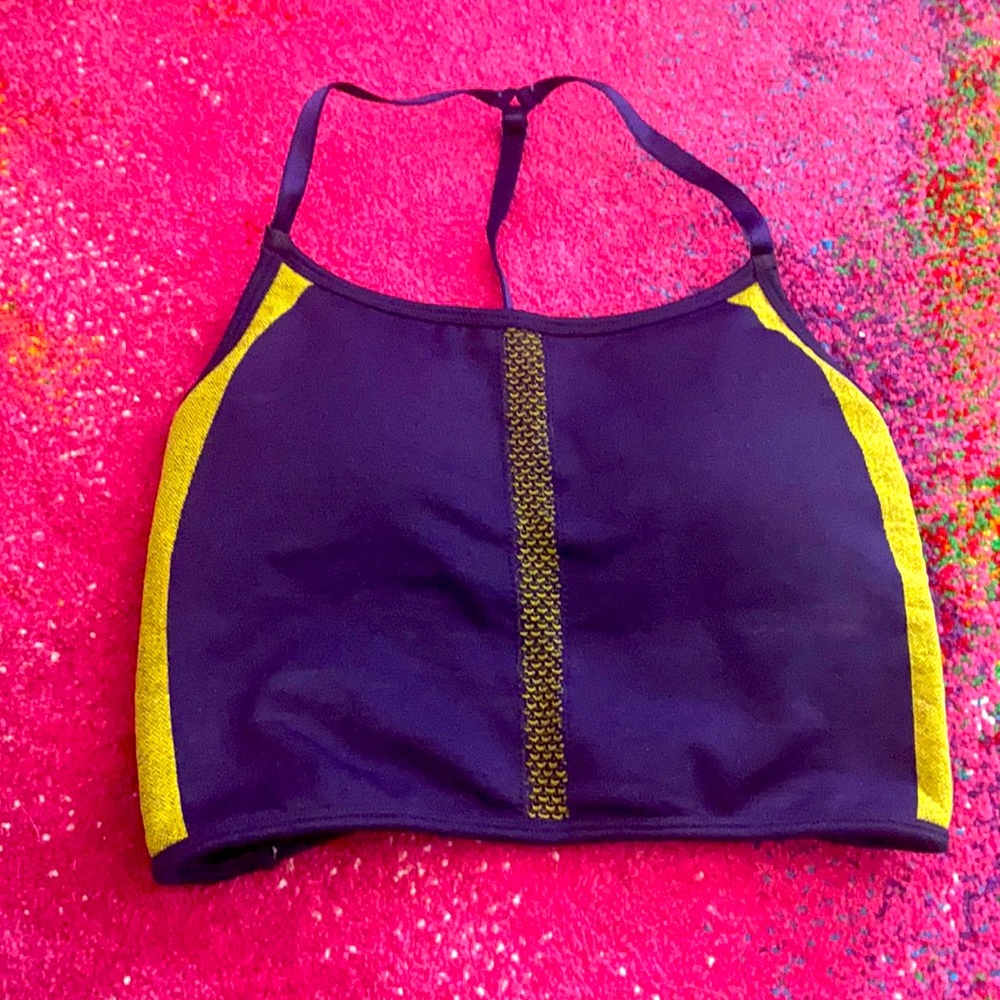 Navy Blue & Yellow Racerback Athletic Top